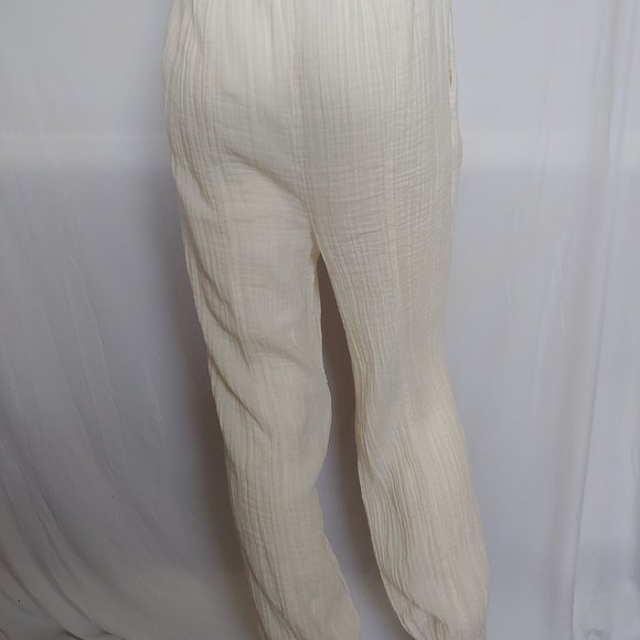 Free people Gauzy Beachy Resort Comfy jogger Loungewear Pants Pockets Cream SP - Picture 7 of 12